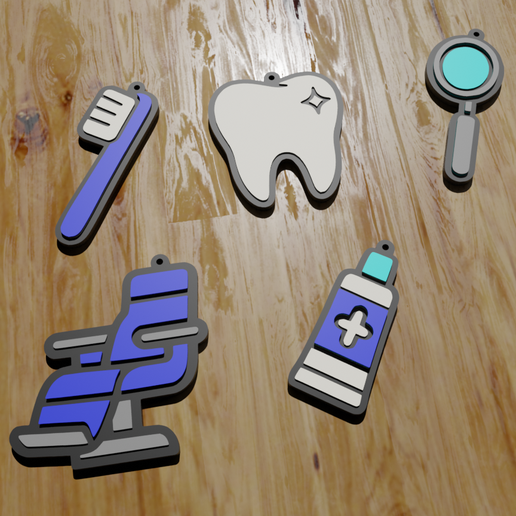 PACK 5 LLAVEROS / IMÁNES / KEYCHAIN / MAGNETS / MAGNETS PROFESIONES: DENTIST (STL AND 3MF) 3D model