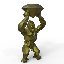 untitled.48.png Download STL file Geometric gorilla with diamond • 3D printable template, Heisemberg9106