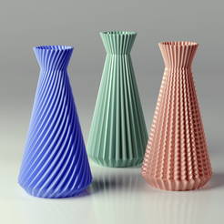 Tall-Fluted-Vase.png STL file Set 3 Tall Fluted Vase - STL Files for 3D Printers 3D print model・3D printer design to download