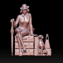 7658.jpg STL-Datei Frau und Hund・Design für 3D-Drucker zum herunterladen
