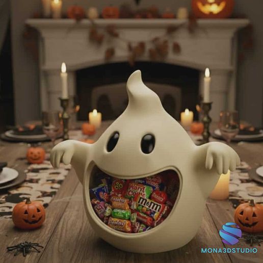 00000000.jpg Spooky Ghost Candy Bowl 🎃 3D Printable Halloween Treat Halter
