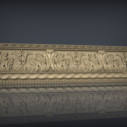 Classic Acanthus Leaf & Fluted Reed Crown Molding Profile / Architectural Frieze STL for CNC & 3D Print