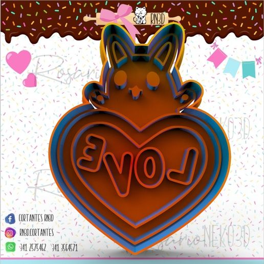 RABBIT WITH HEART cookie cutter - RABBIT WITH HEART cookie cutter 3D model