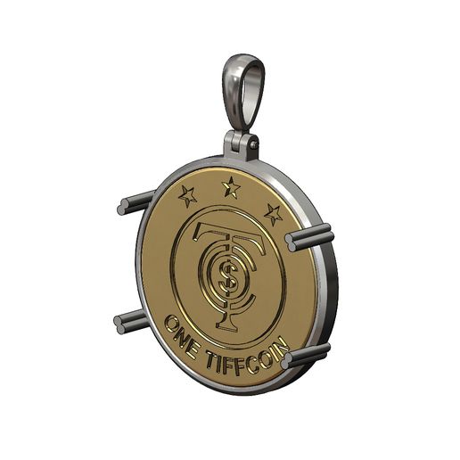 Tiffcoin coin pendant frame with bail 3D print model 3D model
