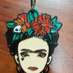 frida.jpeg Archivo STL Llavero retrato de Frida Kahlo・Objeto de impresión 3D para descargar