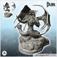 1-PREM.jpg Broad-tailed dragon with spiked wings on rock (28) - Medieval Dark Chaos Animal Beast Undead Tabletop Terrain