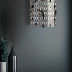 canvas-1-63fa22fe1577e71bc1a19cc0.png STL file Rectangle Wall Clock -Triangle Pattern-・Model to download and 3D print