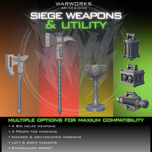 🔫 GRIMDARK SIEGE WEAPONS & UTILITY・Archivo STL para Impresión 3D・Cults