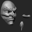 14.jpg Japanese Tengu Mask Oni Demon Mask Samurai Mask 3D print model