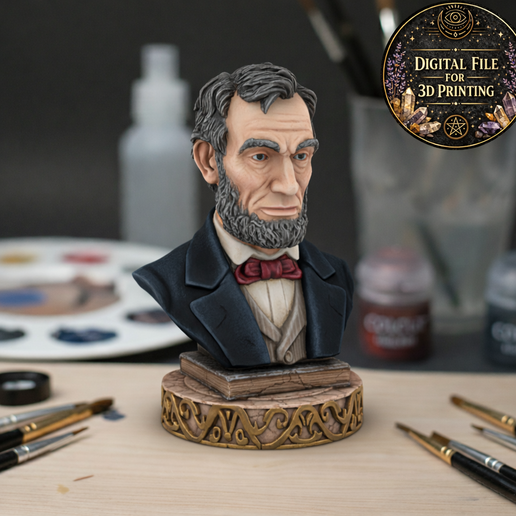 Abraham Lincoln Bust STL – Historical Portrait Miniature for 3D Printing