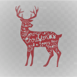 cerf.png Fichier STL gratuit cerf merry christmas・Modèle imprimable en 3D à télécharger