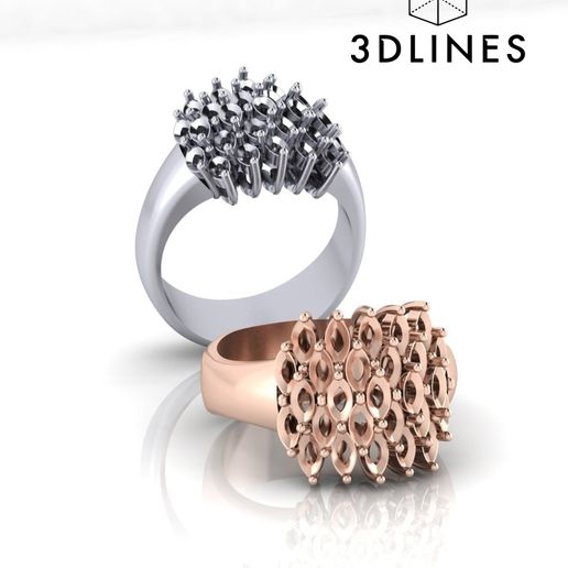 full marquise jewelry ring - 3D model önizlemesi