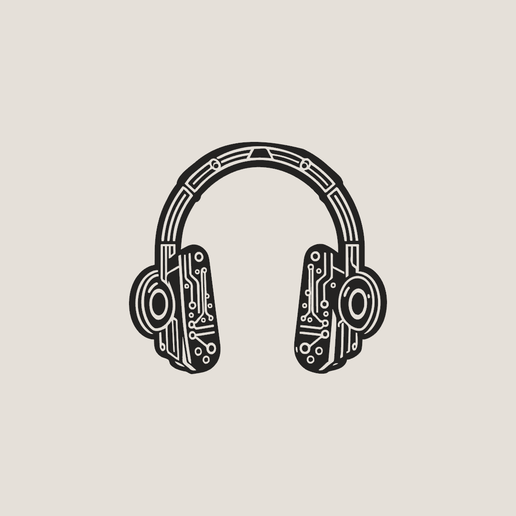 Futuristic Circuit Headphone Silhouette Wall Art