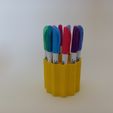 1.jpg Zigzag Rows Pen&Sharpie Holder Stl File, For 12 Sharpies