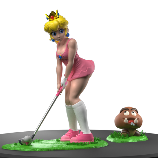 7.png STL-Datei princess peach golf day.・Design für 3D-Drucker zum herunterladen, Dark3DCanada