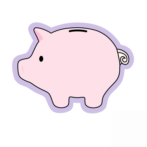 Piggy Bank Cookie Cutter STL – Cute Pig Cookie 3D Print File – 2 Inch
