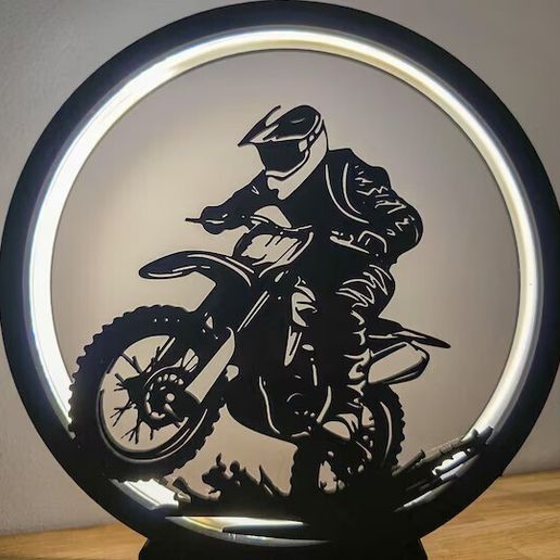 Motocross LED Ring Light / Dirt Bike Silhouette Lamp
