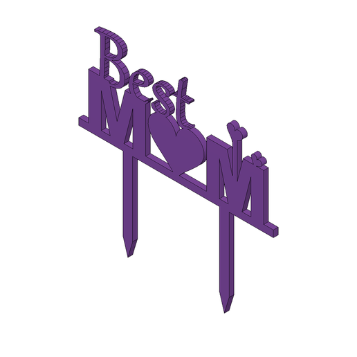 Best Mom Script Heart Cake Topper