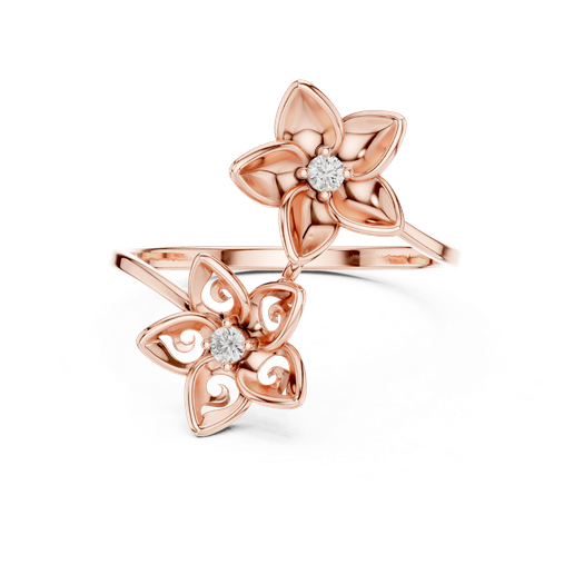 Floral Leaf Diamond Ring 3D Model | Rose Gold Botanical Jewelry CAD