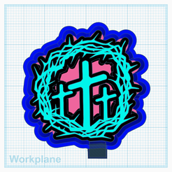 3-Cross-thorn-halo.png STL file 3 crosses thorn halo・Model to download and 3D print
