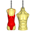 TorsoPCfront.png Male / Female Torso Pull Ball Chain or Keychain Knob | Handle | Fob | Finials