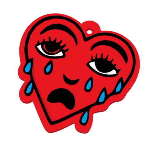 Weeping heart skull, heart of pain. 3D model