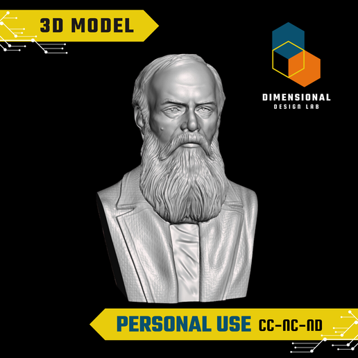 Fyodor-Dostoevsky-Personal.png 3D модель Федора Достоевского - высококачественный STL файл для 3D печати (ПЕРСОНАЛЬНОЕ ИСПОЛЬЗОВАНИЕ)
