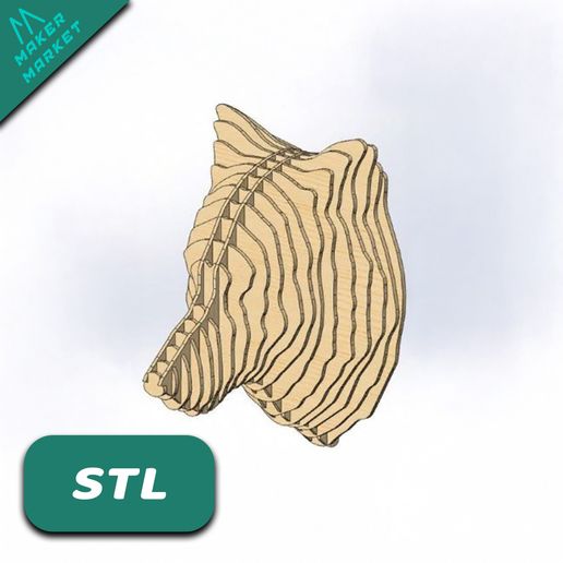 Wolf Head Wall Mount STL | 4mm Slot Layered Animal Sculpture | Scalable Modern Trophy Decor