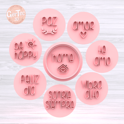 1.26.png STL file STAMP SET X8 POSITIVE WORDS / PHRASES Cutter with Stamp / Cookie Cutter・Model to download and 3D print