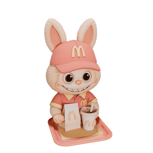 👾 3D Printable Labubu Fast food Worker Figure – Cute Fast Food Bunny ...