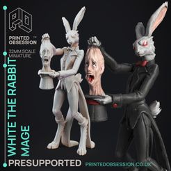 white-the-rabbit-mage-1.jpg Archivo 3D White the Rabbit - Jerrys Circus of Horrors - PRESUPUESTO - Ilustrado y Estadísticas - Escala 32mm・Idea de impresión 3D para descargar