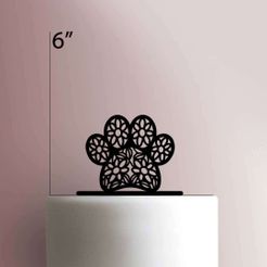 JB_Paw-Flowers-225-333-Cake-Topper.jpg Archivo STL TOPPER PAW HUELLA MANDALA・Plan de impresión en 3D para descargar