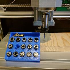 2017-11-02_12.12.28.jpg Free STL file ER11 Collets Holder with extra storage tray・3D printable object to download