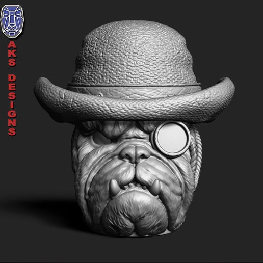 bulldog Gentlemen version 1 Penstand cum flowerpot 3D model