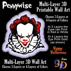Pennywise-Multi-Layer-IMG.jpg Archivo STL Pennywise Stephen King IT Clown Halloween Wall Art・Modelo de impresión 3D para descargar