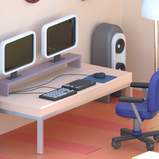 Habiitacion6.png "Low Poly Isometric Room - Set complet de bureau et d'accessoires".