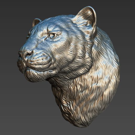 44.jpg Archivo OBJ Pantera cabeza de leopardo・Modelo de impresión 3D para descargar, guninnik81
