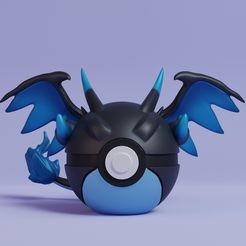 pokeball-charizard-x-render.jpg Файл STL Покебол Pokemon Mega Charizard X・Идея 3D-печати для скачивания