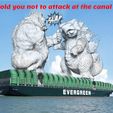 Evergreen_Line_web.jpg Godzilla Vs Kong carrier ship attack caricature -3D PRINT MODEL