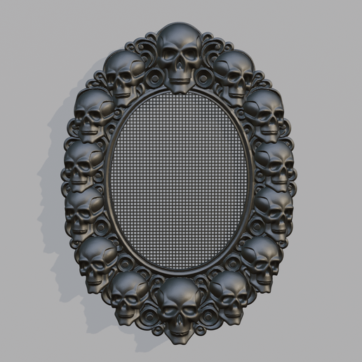 Cross Stitch Skull Oval Frame 3D Print File – Gothic Skull Cross Stitch Frame, Oval Hangable Embroidery Frame, Spooky Wall Decor, Halloween Needlework Display