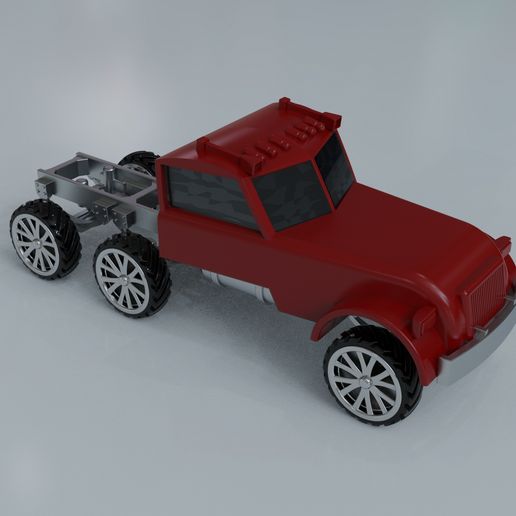 Heavy Duty 6x6 Semi Truck Chassis & Cabin - 3D Printable Model