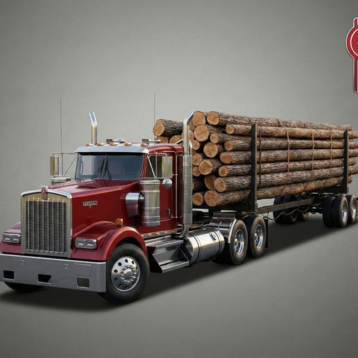 Kenworth W900 Logging Truck - American Heavy Hauler - 3D Printable