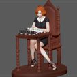 16.jpg QUEENS GAMBIT ANYA TAYLOR JOY CHESS GIRL CHARACTER STATUE 3D print model