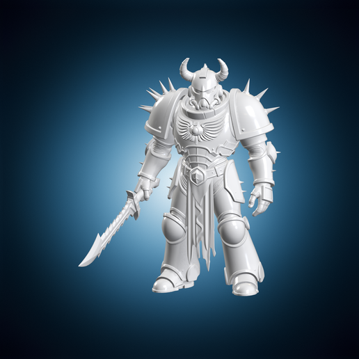 Chaos Space Marine Figurine 3D Print Model