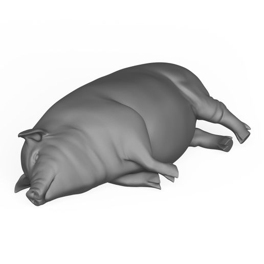 3D-Print-Ready-Pig-Sleeping-Pose-01.jpg Модель для 3D-печати "Спящий поросенок