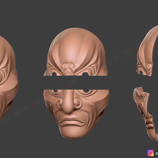 21.jpg Japanese Bugaku Mask - Devil Mask -Halloween Cosplay 3D print model