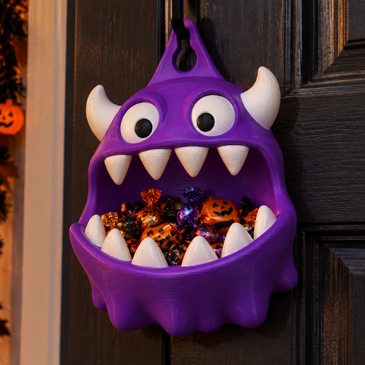 Halloween Monster Candy Bowl STL | Door Hanging Candy Holder | Multicolor 3D Printable Model FDM19 3D model