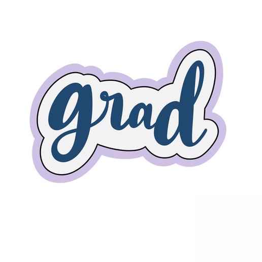 Grad Script Cookie Cutter STL – Graduation Word Plaque 3D Print File – 2 Inch