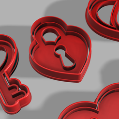 keyheart.png Cookie Cutter Set: Key and Padlock