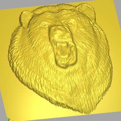 Roaring Bear Head 3D Relief STL Model for CNC Router & Wood Carving